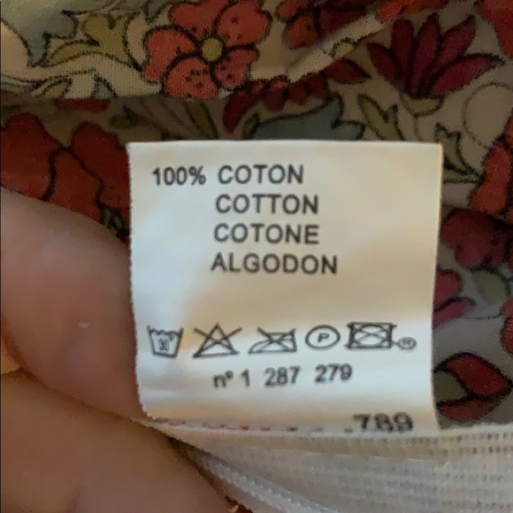 French chic Cacharel pleated floral cotton top M - Picture 8 of 8